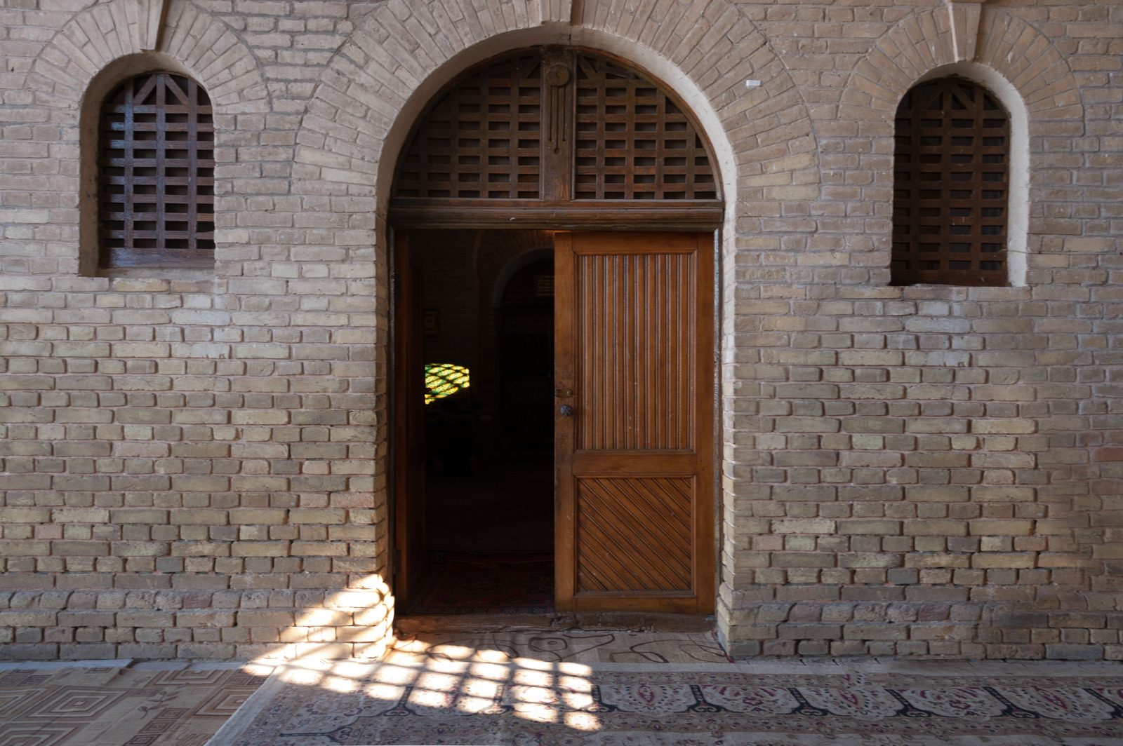 An inviting wooden doorway
