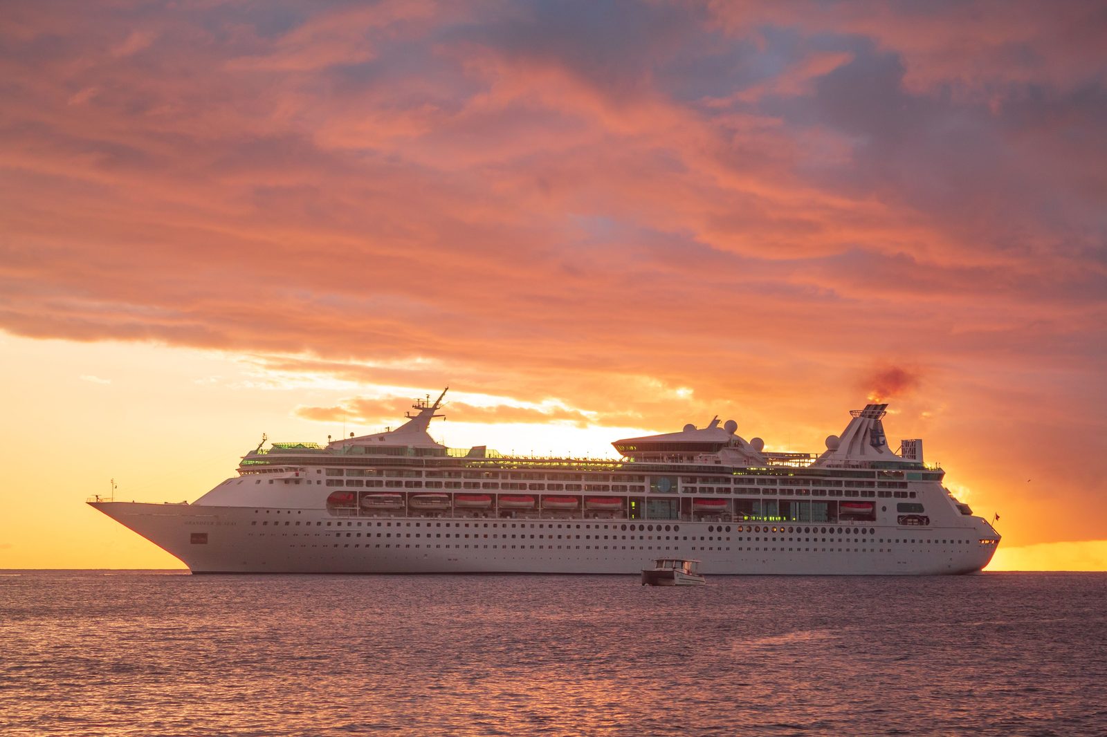 Cruise ship at golden hour