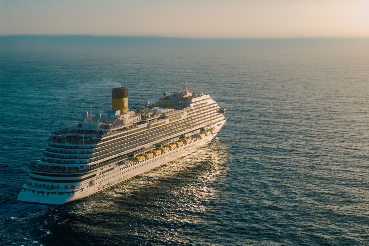 Cruise ship at golden hour