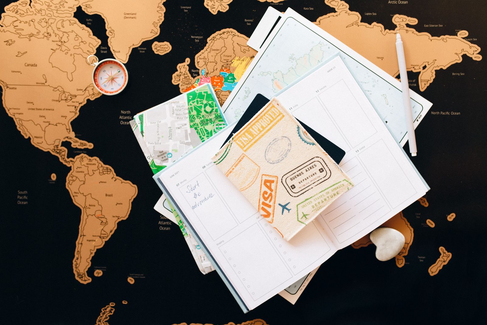 Travel planning with map and compass