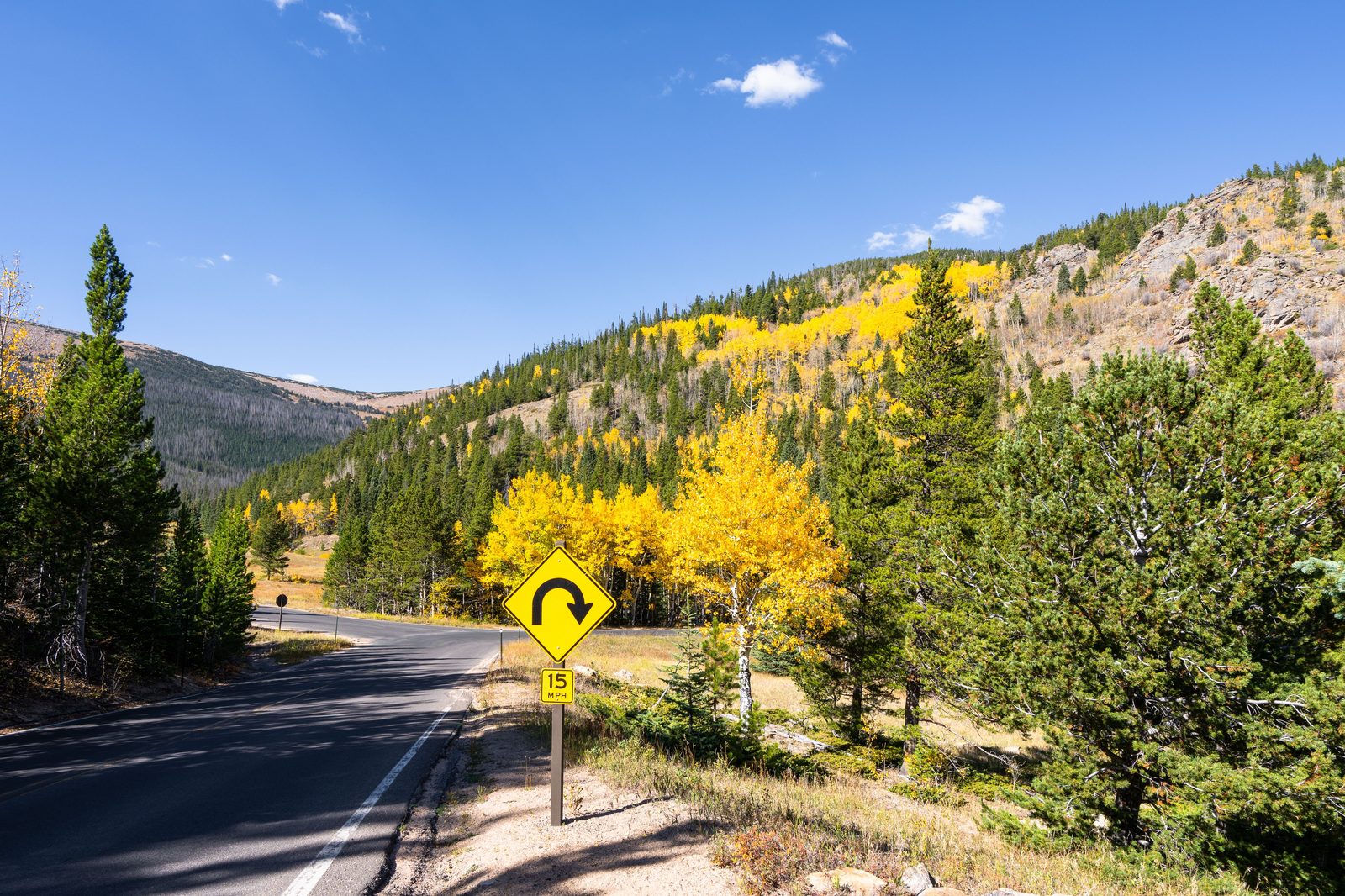 Open road through the mountains