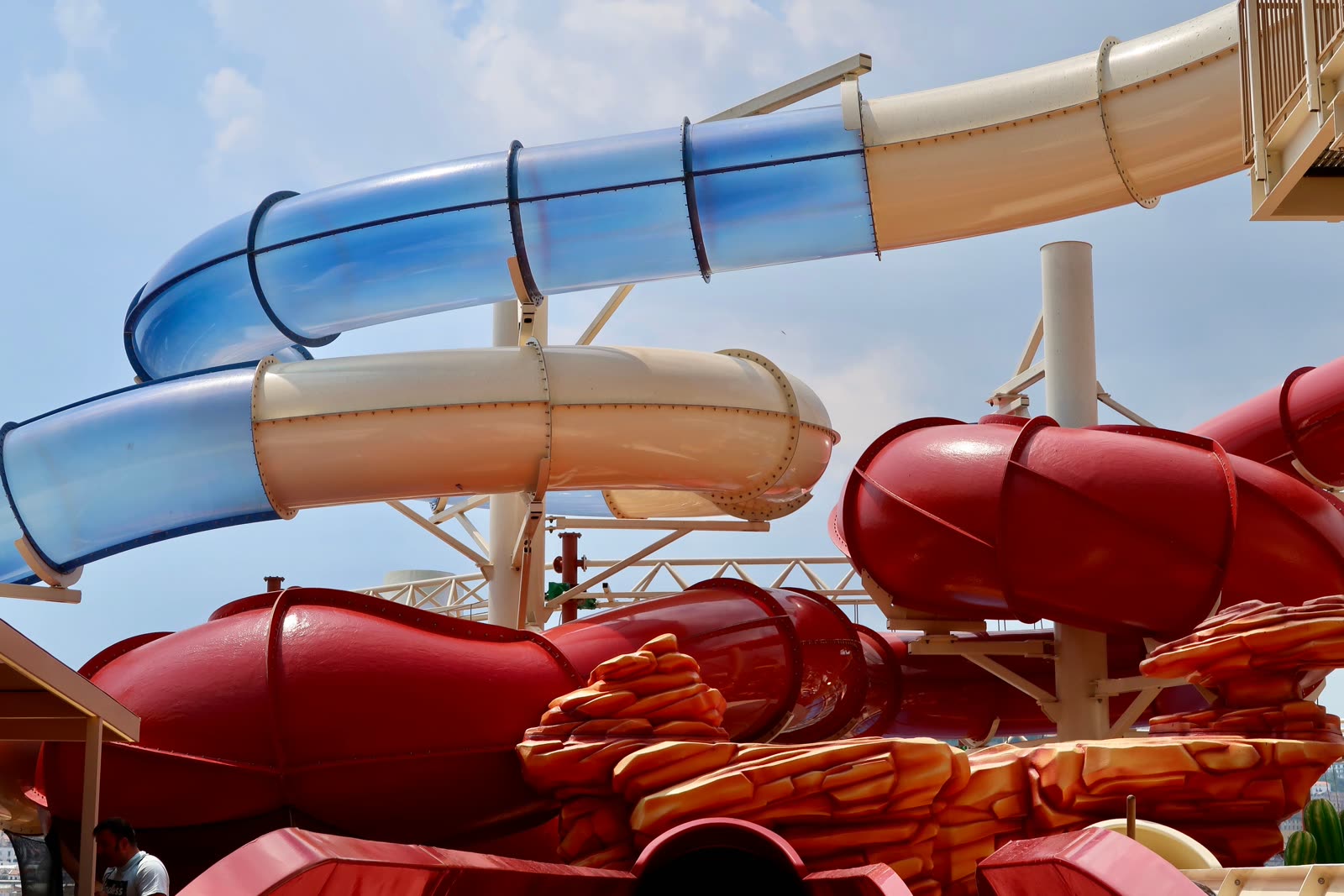 Colorful water park slides